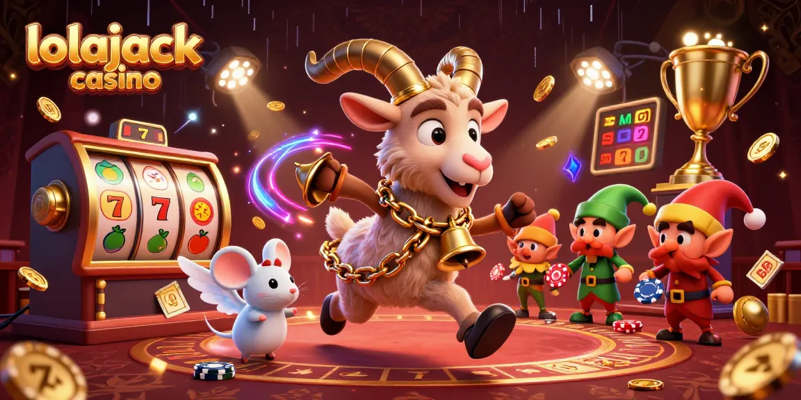 Experience thrilling wins at lolajack casino, with 3D characters and vibrant casino elements in an engaging scene.