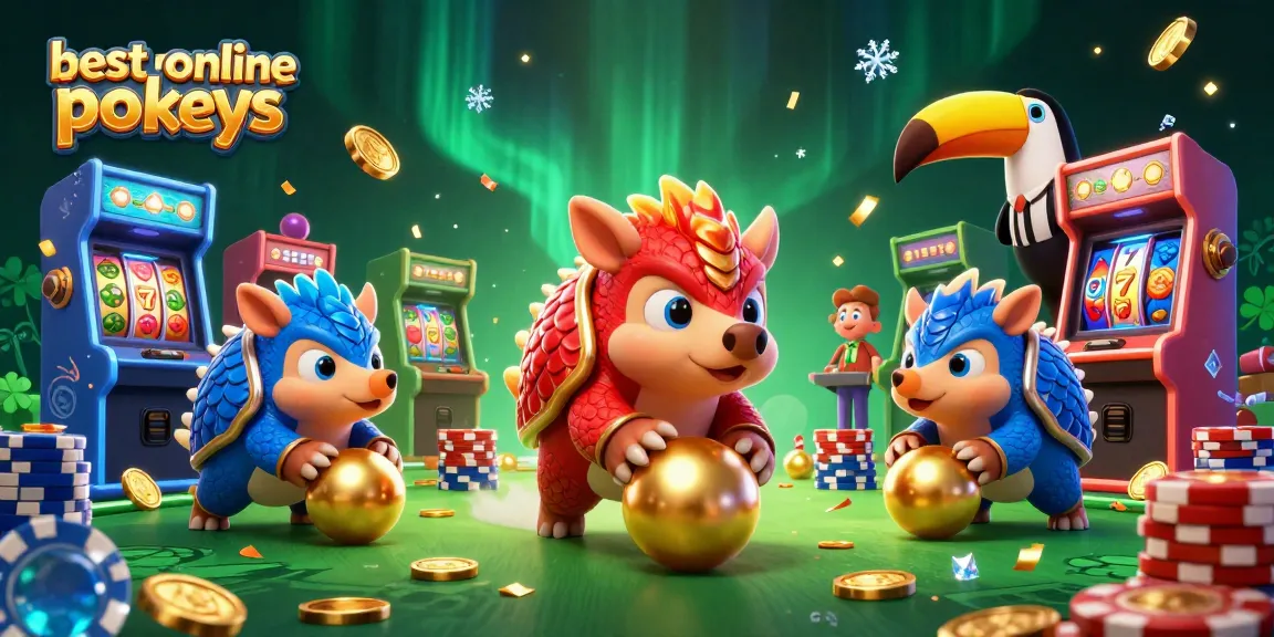 Engage with the best online pokies as rivalry unfolds between colorful pangolins in a fun casino scene.